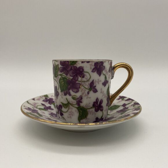 Vintage Inarco Demitasse Cup And Saucer Purple Violets E-563/D - Picture 7 of 10